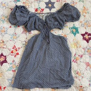 gingham cut out mini dress